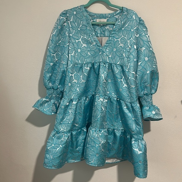 Tuckernuck Pomander Place Blue Daisy Jacquard Kenzo Dress - Picture 4 of 7